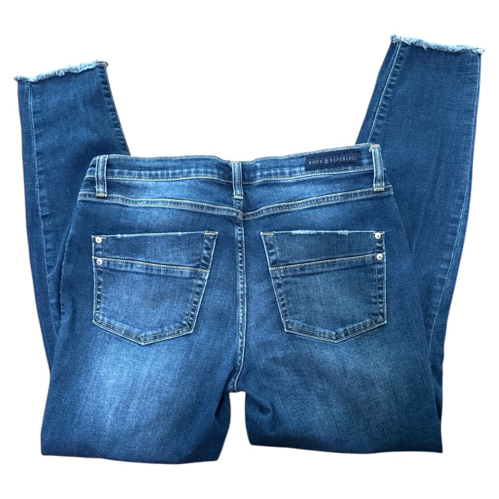 Rock & Republic Women’s Distressed Dark Wash Blue Jeans Kashmiere Size 14M - Picture 5 of 7